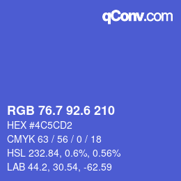 カラーコード: RGB 76.7 92.6 210 | qconv.com