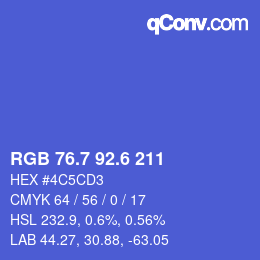 カラーコード: RGB 76.7 92.6 211 | qconv.com