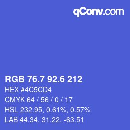 カラーコード: RGB 76.7 92.6 212 | qconv.com