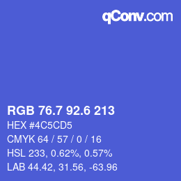 カラーコード: RGB 76.7 92.6 213 | qconv.com