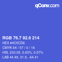 カラーコード: RGB 76.7 92.6 214 | qconv.com