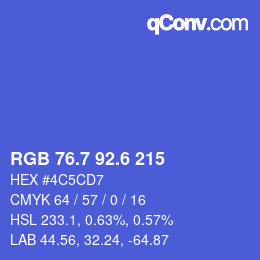 カラーコード: RGB 76.7 92.6 215 | qconv.com