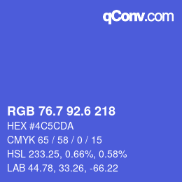 カラーコード: RGB 76.7 92.6 218 | qconv.com
