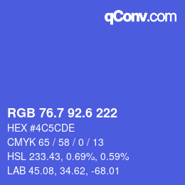 カラーコード: RGB 76.7 92.6 222 | qconv.com