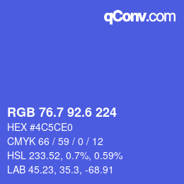 カラーコード: RGB 76.7 92.6 224 | qconv.com