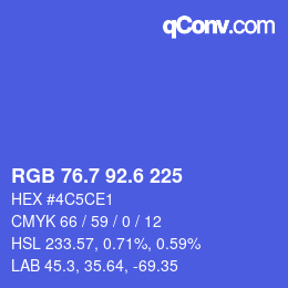 カラーコード: RGB 76.7 92.6 225 | qconv.com