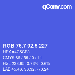 カラーコード: RGB 76.7 92.6 227 | qconv.com