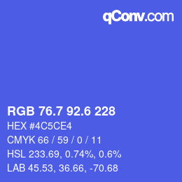 カラーコード: RGB 76.7 92.6 228 | qconv.com