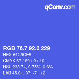 カラーコード: RGB 76.7 92.6 229 | qconv.com