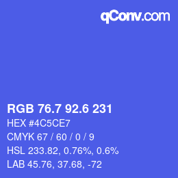 カラーコード: RGB 76.7 92.6 231 | qconv.com