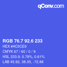 カラーコード: RGB 76.7 92.6 233 | qconv.com