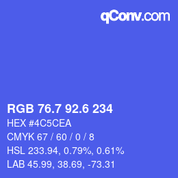 カラーコード: RGB 76.7 92.6 234 | qconv.com
