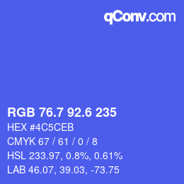 カラーコード: RGB 76.7 92.6 235 | qconv.com