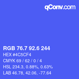 カラーコード: RGB 76.7 92.6 244 | qconv.com