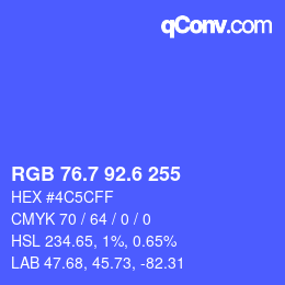 カラーコード: RGB 76.7 92.6 255 | qconv.com