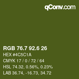 カラーコード: RGB 76.7 92.6 26 | qconv.com