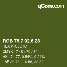 カラーコード: RGB 76.7 92.6 28 | qconv.com