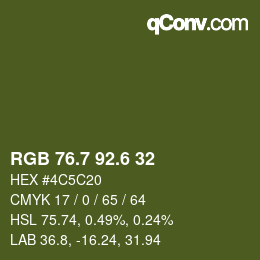 カラーコード: RGB 76.7 92.6 32 | qconv.com