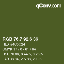 カラーコード: RGB 76.7 92.6 36 | qconv.com