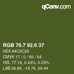 カラーコード: RGB 76.7 92.6 37 | qconv.com