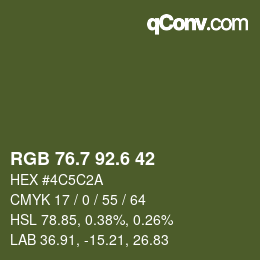 カラーコード: RGB 76.7 92.6 42 | qconv.com