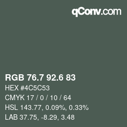 カラーコード: RGB 76.7 92.6 83 | qconv.com