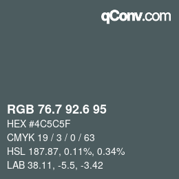 カラーコード: RGB 76.7 92.6 95 | qconv.com