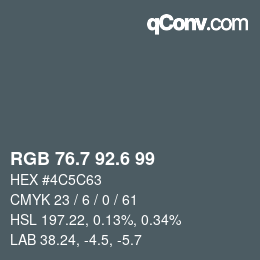 カラーコード: RGB 76.7 92.6 99 | qconv.com