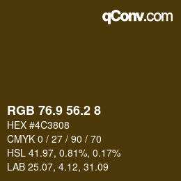 Color code: RGB 76.9 56.2 8 | qconv.com