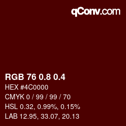 カラーコード: RGB 76 0.8 0.4 | qconv.com
