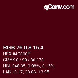 カラーコード: RGB 76 0.8 15.4 | qconv.com