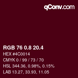 カラーコード: RGB 76 0.8 20.4 | qconv.com