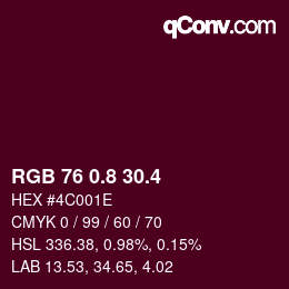 カラーコード: RGB 76 0.8 30.4 | qconv.com