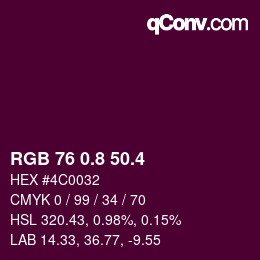 カラーコード: RGB 76 0.8 50.4 | qconv.com