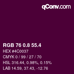 カラーコード: RGB 76 0.8 55.4 | qconv.com