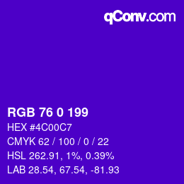 颜色代码: RGB 76 0 199 | qconv.com