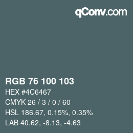 Farbcode: RGB 76 100 103 | qconv.com