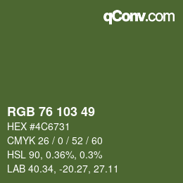 Color code: RGB 76 103 49 | qconv.com