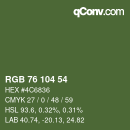 颜色代码: RGB 76 104 54 | qconv.com