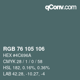 Color code: RGB 76 105 106 | qconv.com