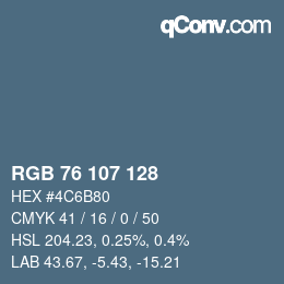 颜色代码: RGB 76 107 128 | qconv.com