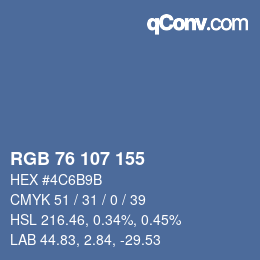 カラーコード: RGB 76 107 155 | qconv.com