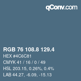 カラーコード: RGB 76 108.8 129.4 | qconv.com
