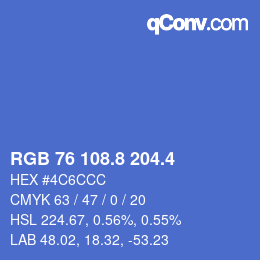 カラーコード: RGB 76 108.8 204.4 | qconv.com