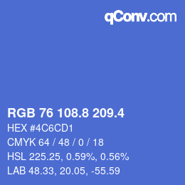 カラーコード: RGB 76 108.8 209.4 | qconv.com