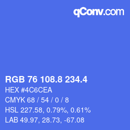 カラーコード: RGB 76 108.8 234.4 | qconv.com