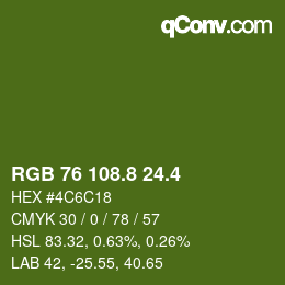 カラーコード: RGB 76 108.8 24.4 | qconv.com