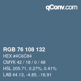 カラーコード: RGB 76 108 132 | qconv.com