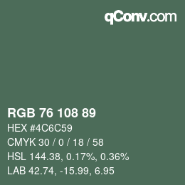 Color code: RGB 76 108 89 | qconv.com