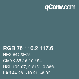 カラーコード: RGB 76 110.2 117.6 | qconv.com
